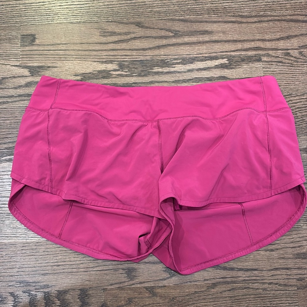 Purpleish pink speed up low rise 2 inch inseam shorts